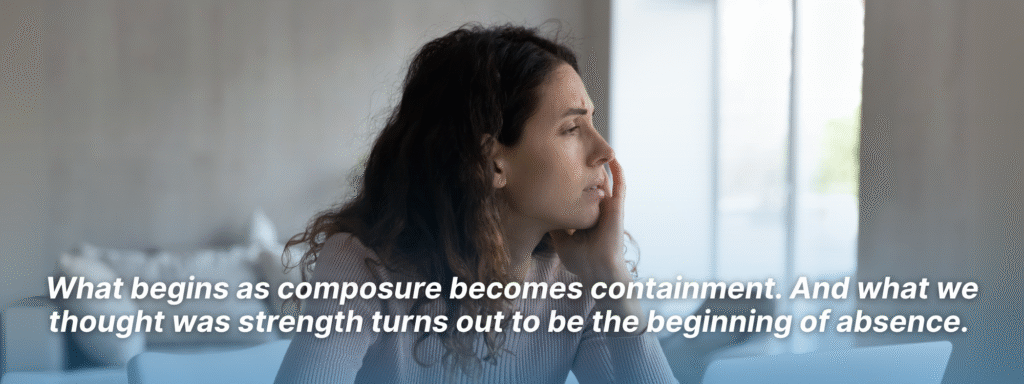 Okay blog. It shows a sad woman looking at a distant